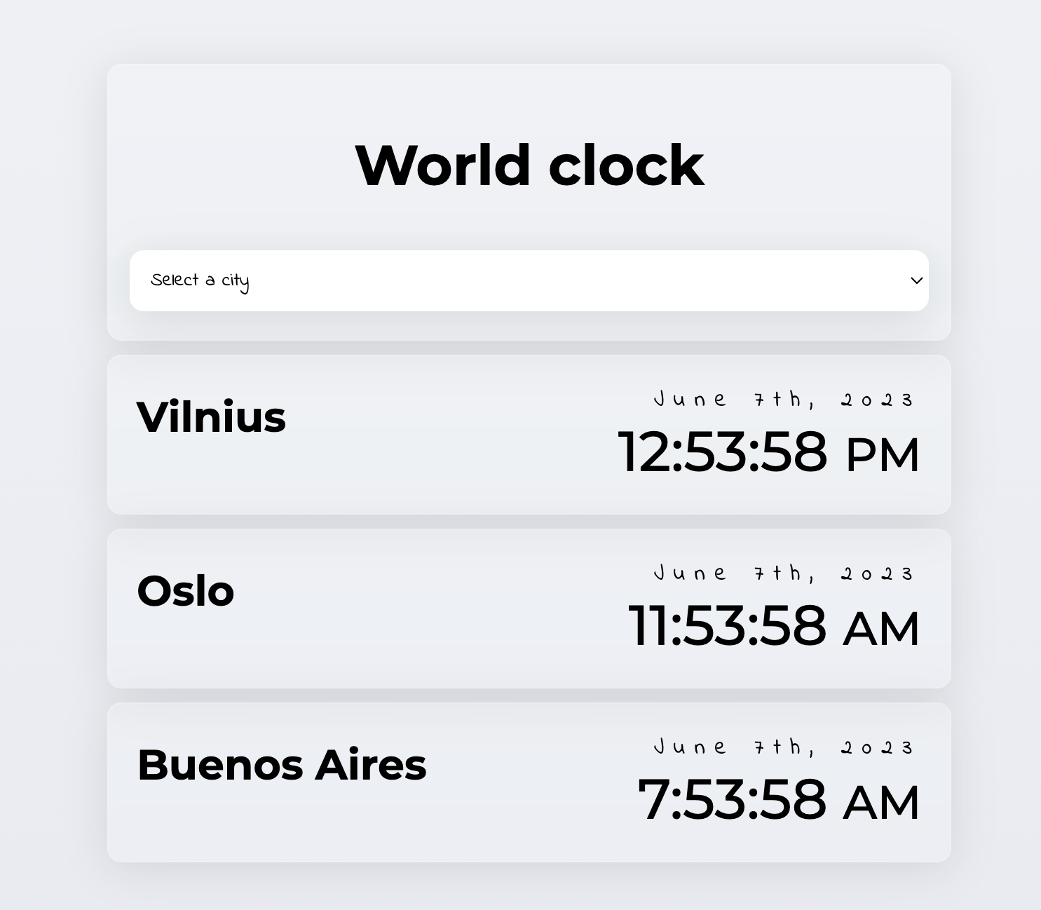 world clock with real time zones